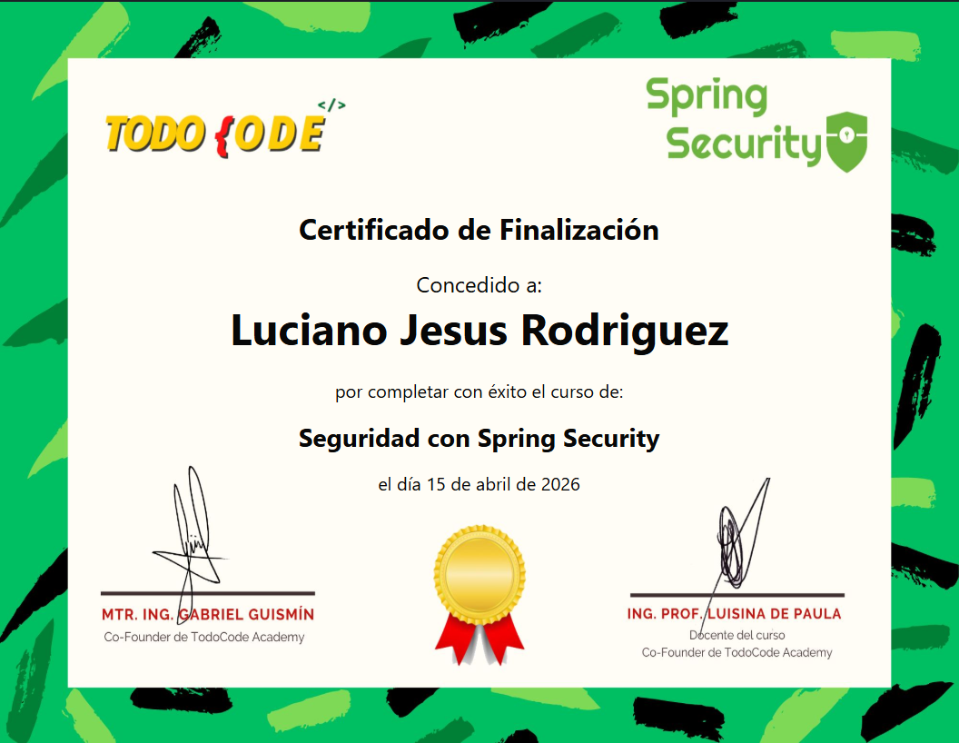 Certificado Spring Security